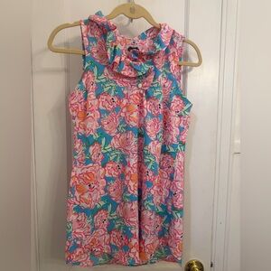 Mud Pie Colorful Floral Tunic with Ruffle Neckline
